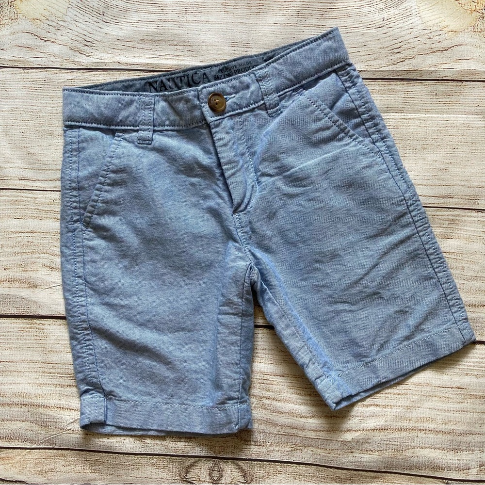 Nautica Chino Shorts Adjustable Waist Boys Size 5 Blue